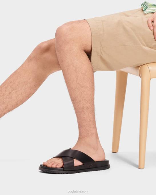 vīriešiem UGG Wainscott slidkalniņš Z48J2302 melna āda