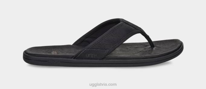 vīriešiem UGG piejūras ādas flip flop Z48J1550 melns