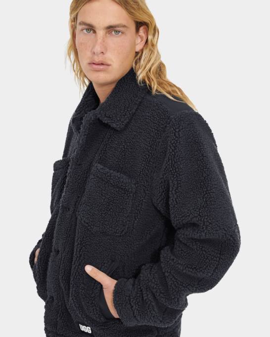 vīriešiem UGG janson sherpa trucker jaka Z48J1887 tumši pelni