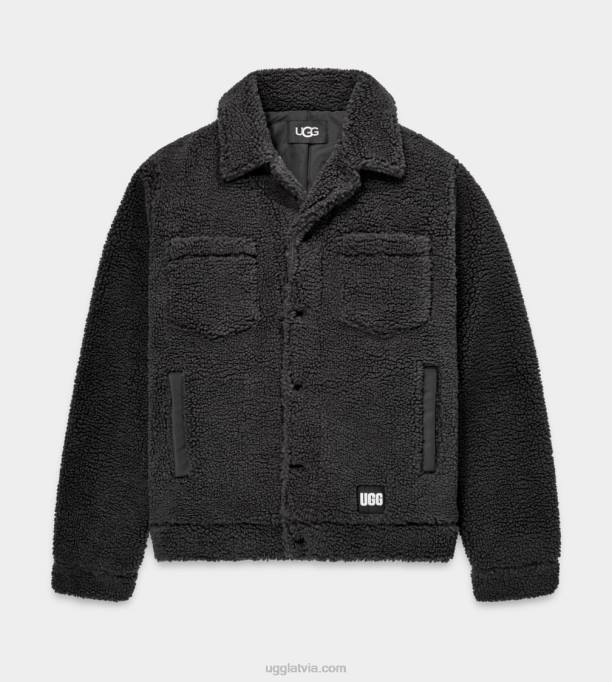 vīriešiem UGG janson sherpa trucker jaka Z48J1887 tumši pelni