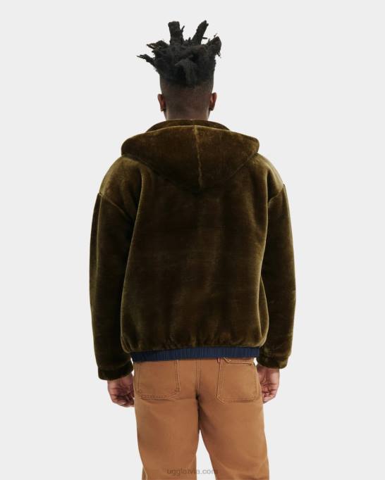 vīriešiem UGG kairo mākslīgās kažokādas jaka Z48J1903 dedzināta olīve