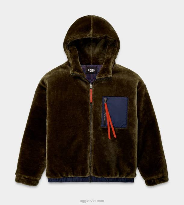 vīriešiem UGG kairo mākslīgās kažokādas jaka Z48J1903 dedzināta olīve