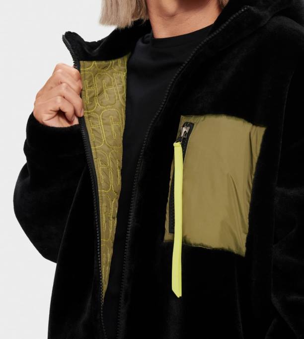 vīriešiem UGG kairo mākslīgās kažokādas jaka Z48J1904 melns