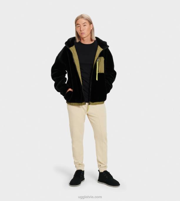 vīriešiem UGG kairo mākslīgās kažokādas jaka Z48J1904 melns